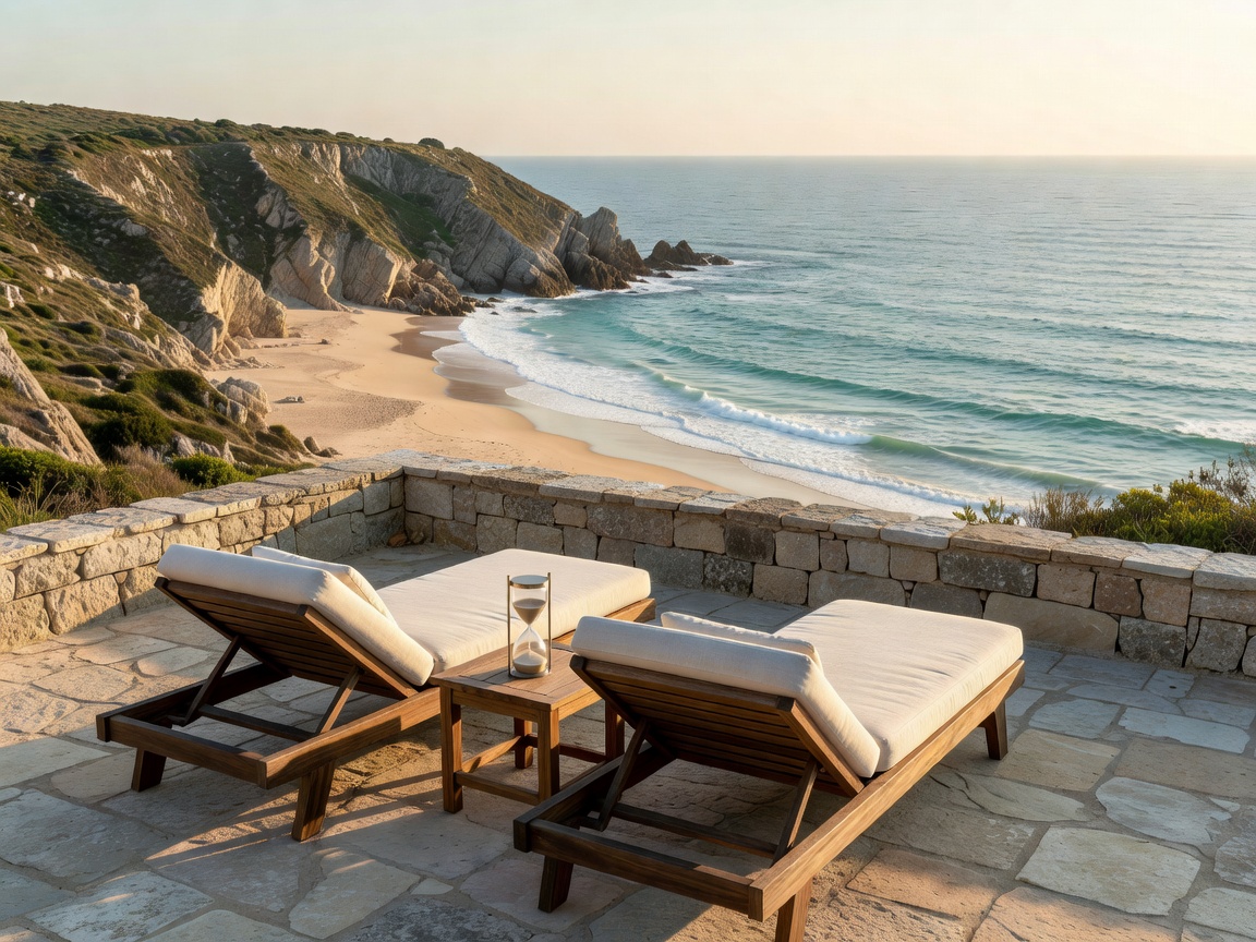 Private terrace with loungers and coastal view