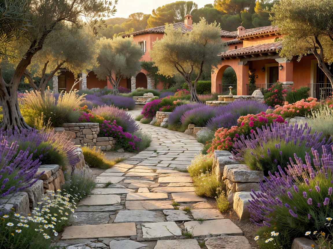 Stone path through a Mediterranean resort garden
